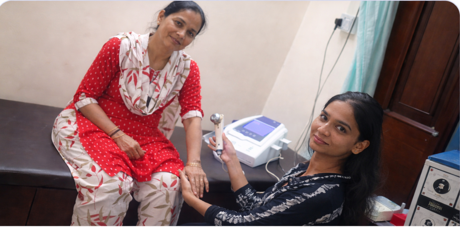 Physiotherapist with patient at Stree Mandal